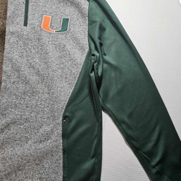 Miami Hurricanes Sweater Mens Large Green NCAA Football Quarter Zip Pullover - Picture 9 of 12